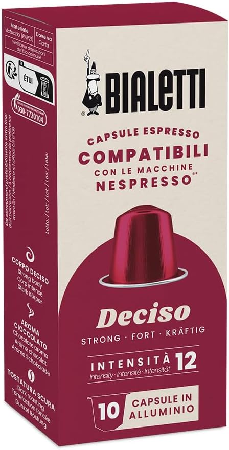 Bialetti Espresso Capsules Compatible with Nespresso Original – Italian Single Serve Pods, Deciso Roast (Pack of 10)