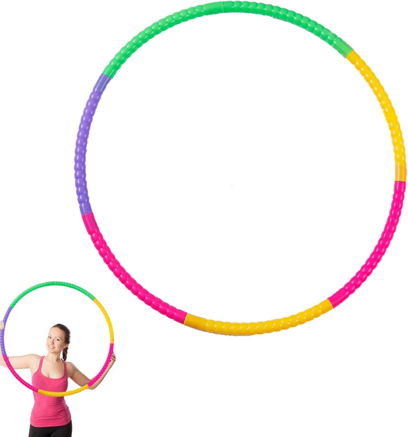 aqlbhz 1 Pcs Hula Hoops Fitness Hula Hoops Kids Hula Hoop,7 Sections Colorful Detachable Tubes Exercise Hula Hoop for Fitness Gymnastics Dance Games Pet Training Kids,Lose Weight or As A Gift