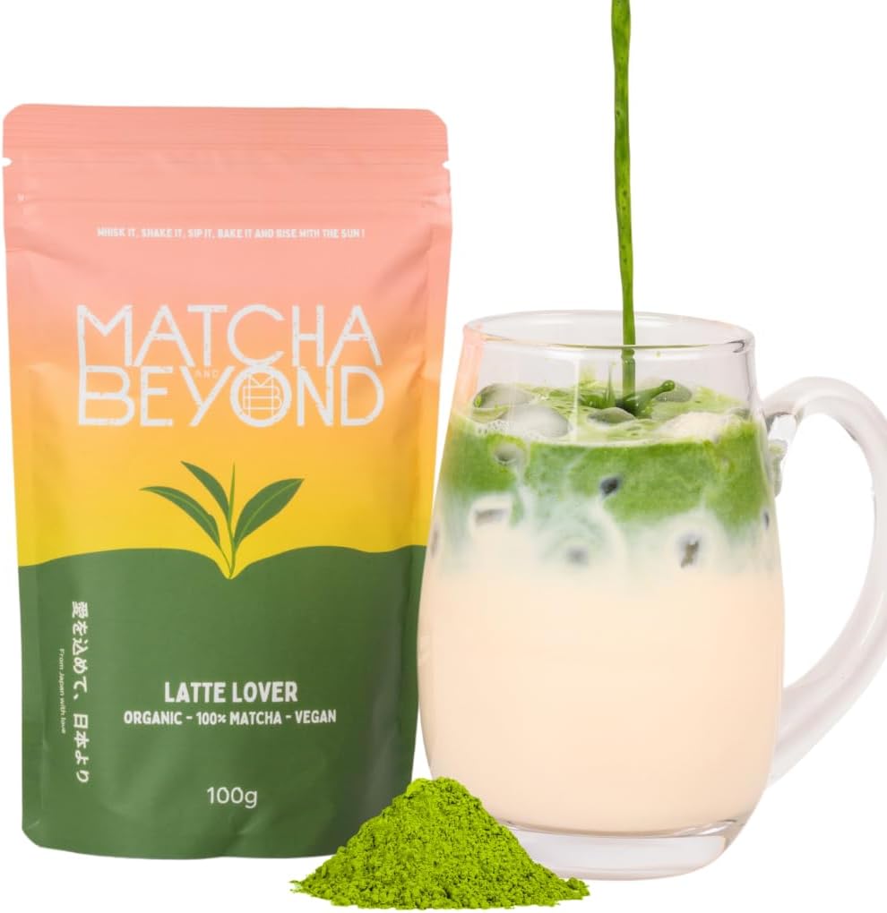 Organic Japanese 100% Matcha Green Tea Powder - Latte-Grade from Uji - 100g Makes 100 Cups of Rich, Full-Bodied Matcha - Smooth Energy Boost Enjoy Hot Or Cold