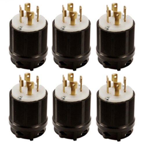 OCS Parts OCSParts L16-30P Grounding Locking Plug, 30A 480V AC, 3 Pole 4 Wire, cUL Listed, NEMA L16-30 (Pack of 6)