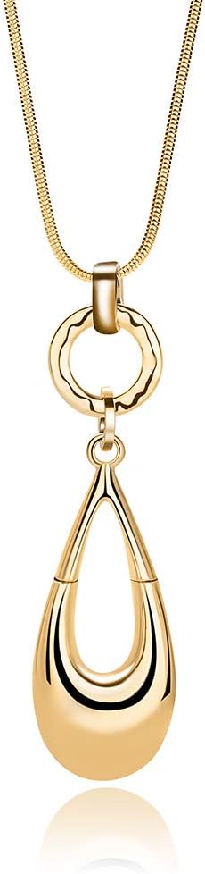 Long Necklaces for Women Waterdrop Pendant Sweater Layered Y Statement Bohemian Silver Chain Necklace with Gifts Box Jewelry