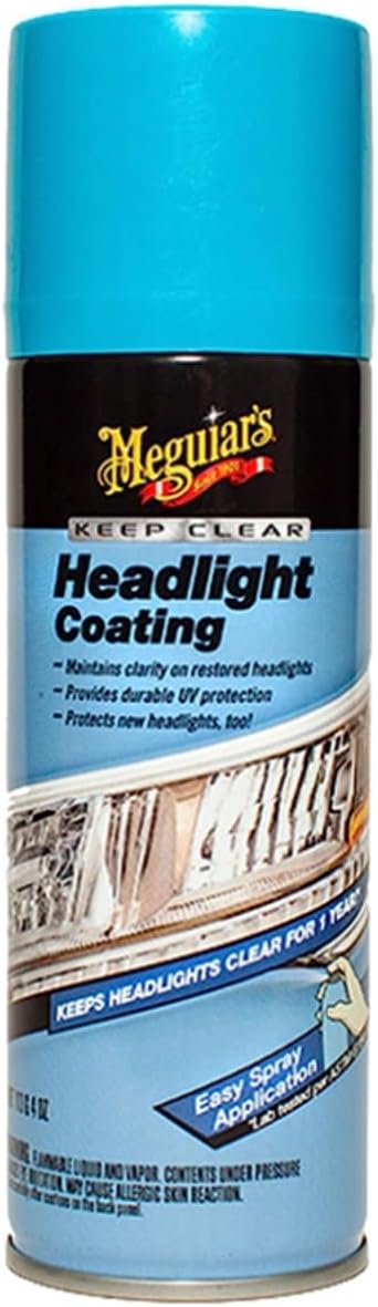 Meguiar's Keep Clear Headlight Coating, Maintain Like-New Clarity of Your Headlights with an Easy-to-Use Formula and UV Protection that Lasts All Year Long, 4 Ounce Aerosol