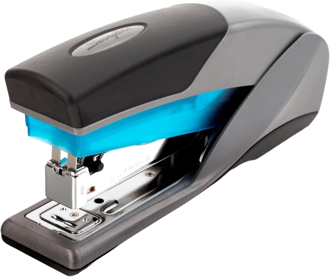 Swingline Stapler, 25 Sheet Capacity, Optima 25, Jam Free, Reduced Effort, Soft Grip, Blue and Gray (66404)