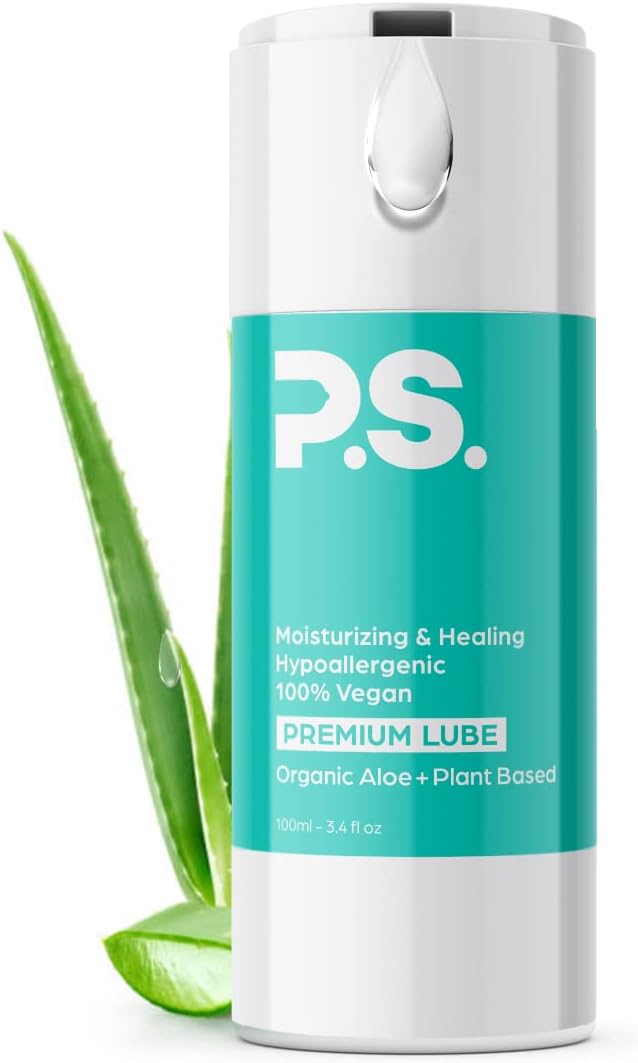PS Personal Lubricant - Organic Aloe & Plant Based Lube - Clean, Vegan, & pH Balanced - 100% Natural Water Based Lubrication - 100ml Bottle
