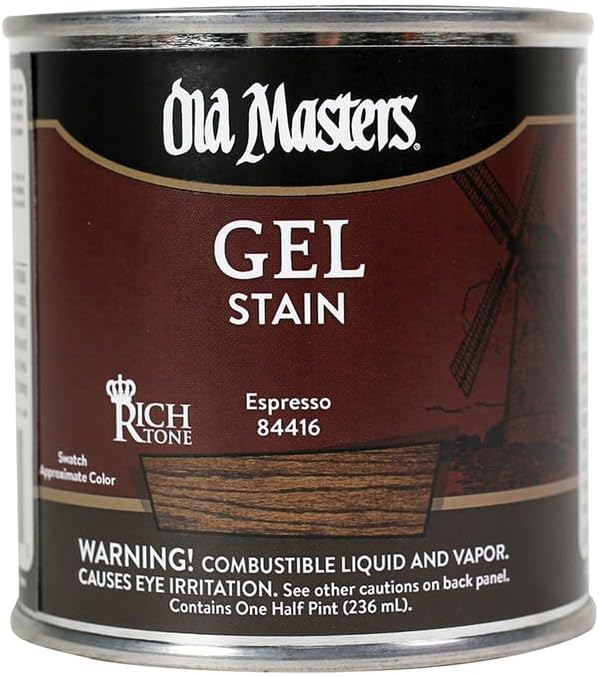 Old Masters 84416 Gel Stain Oil-Based Stain, Espresso, 1/2 Pt