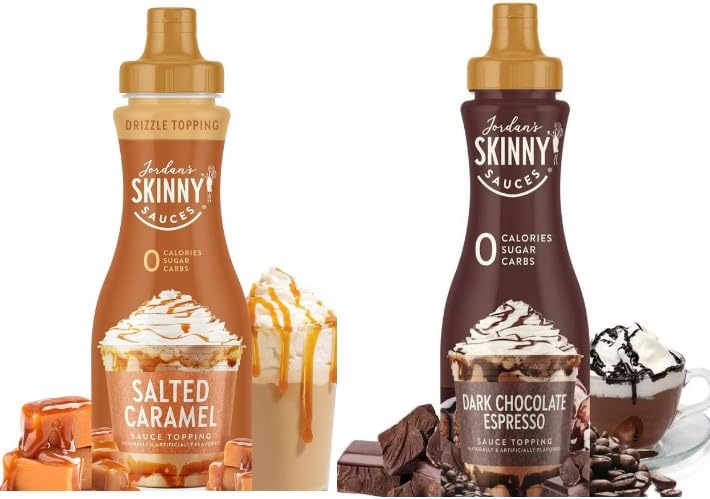 Salted Caramel & Dark Chocolate Espresso Syrup Sauce For Coffee - Sugar Free Zero Calories (Pack of 2) - Gluten-Free, Keto Friendly from Jordan Skinny (Salted Caramel and Dark Chocolate Espresso)