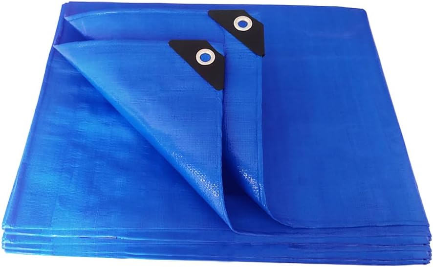 ANSIO Tarpaulin 3m x 5m Water-resistant Tarp Large Camping Cover Sheet – Multipurpose Groundsheet with UV Protection, Weatherproof & Frost-Resistant – Reinforced Eyelets - Blue