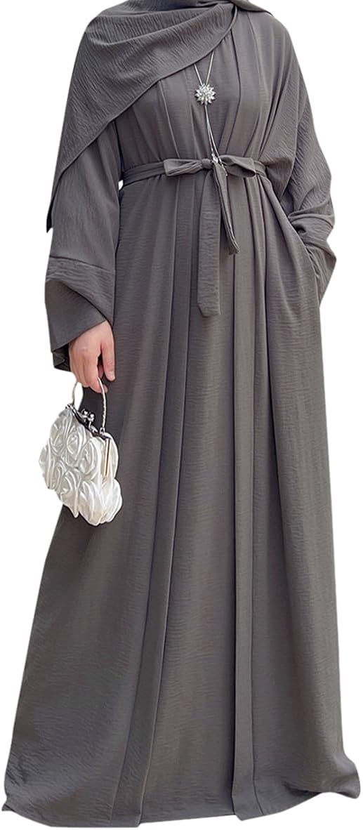 2PCS Women's Muslim Dresses Abaya Islamic Dubai Prayer Dress Robe Long Cardigan Maxi Dress