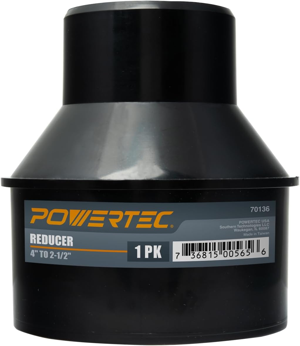 POWERTEC 70136 4" to 2-1/2" Cone Reducer, Dust Collection Fittings for Dust Collection Hose to Hose Connection