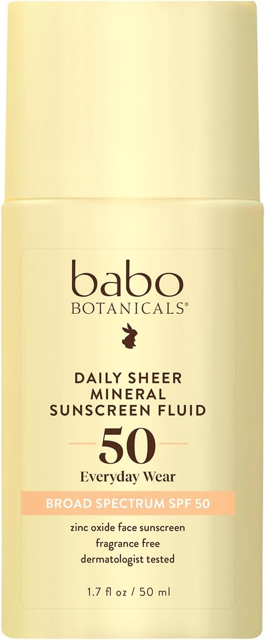 Babo Botanicals Daily Sheer Mineral Sunscreen Fluid SPF 50 For Unisex 1.7 oz Sunscreen