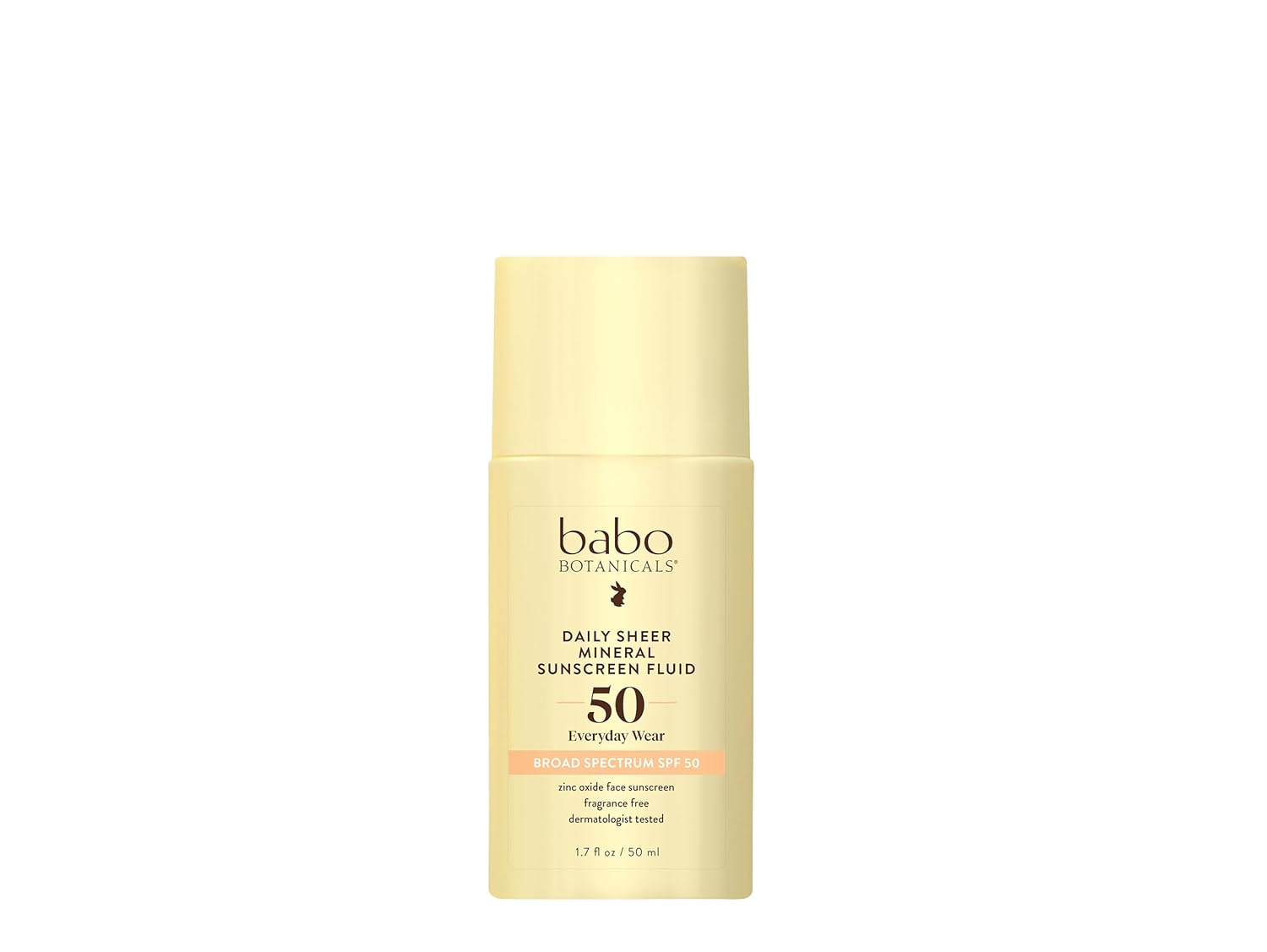 Babo Botanicals Daily Sheer Mineral Sunscreen Fluid SPF50 - Natural Zinc Oxide - Passion Fruit Oil - Fragrance Free - Ultra-Lightweight - For Face - For all ages