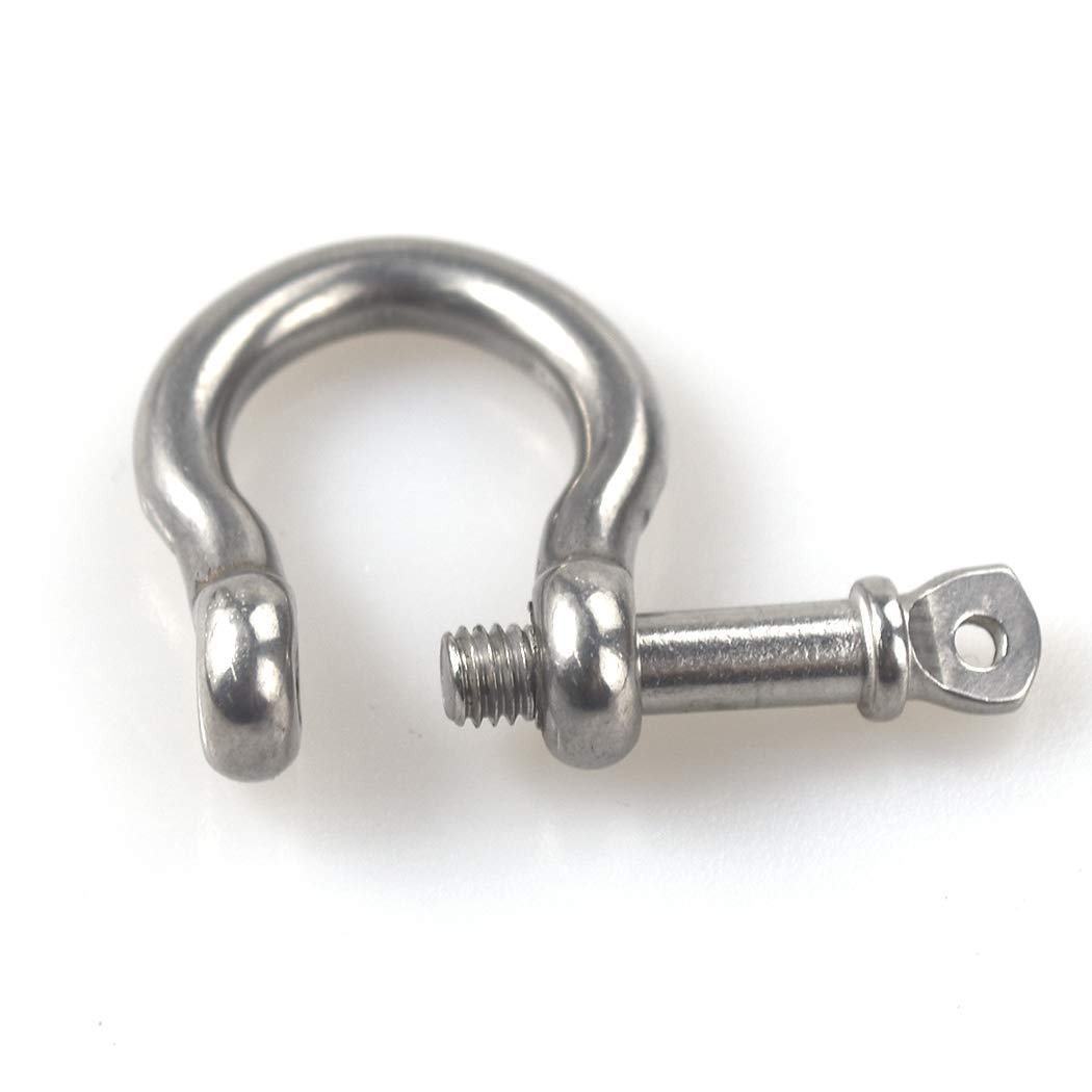 Pack-of-10 M4 D Bow Ring Shackle Locks 304 Stainless Steel for Heavy Duty Rigging, Hauling, Steel Chain Link