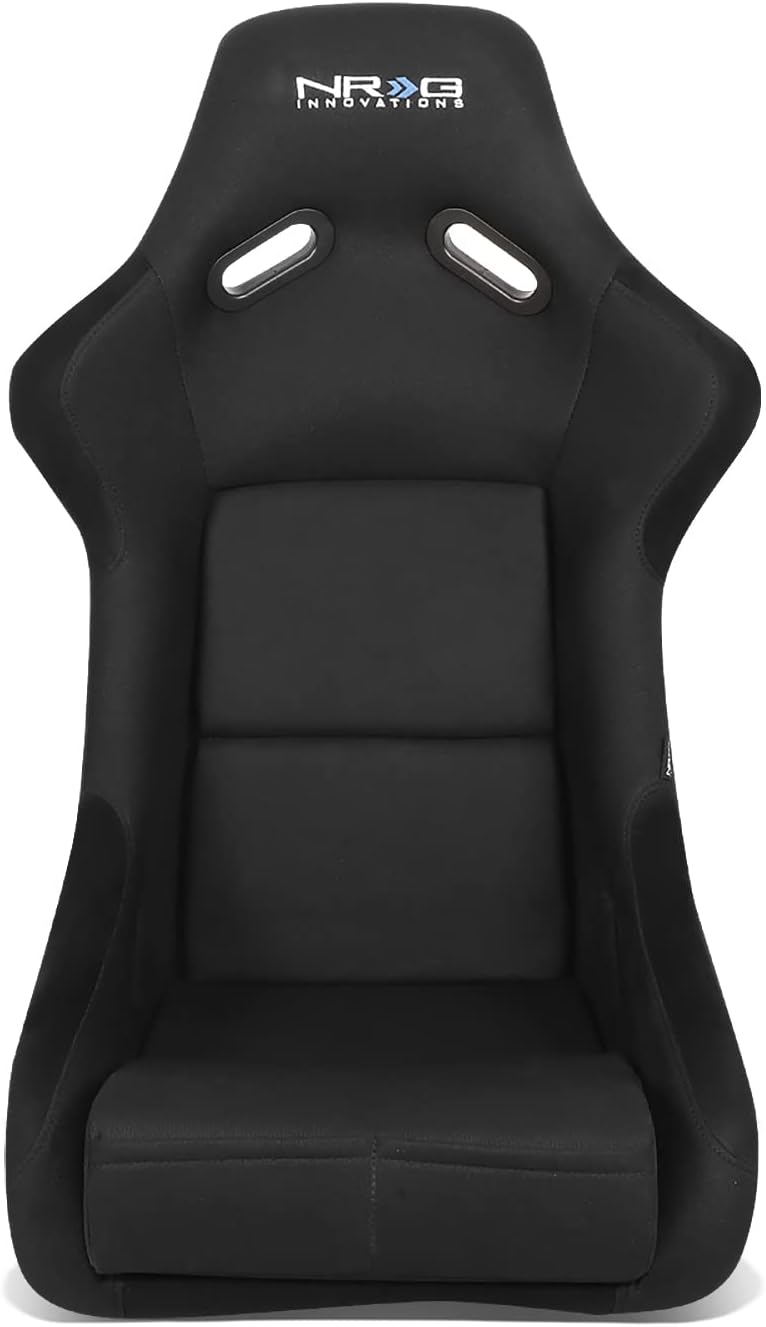 NRG Innovations NRG-FRP-300BK Fiber Glass Fixed Back Bucket Racing Seat (Large), 4/5 pt Harness Compatibility, Black Seat Cover, 23"W X 18" D X 35" H