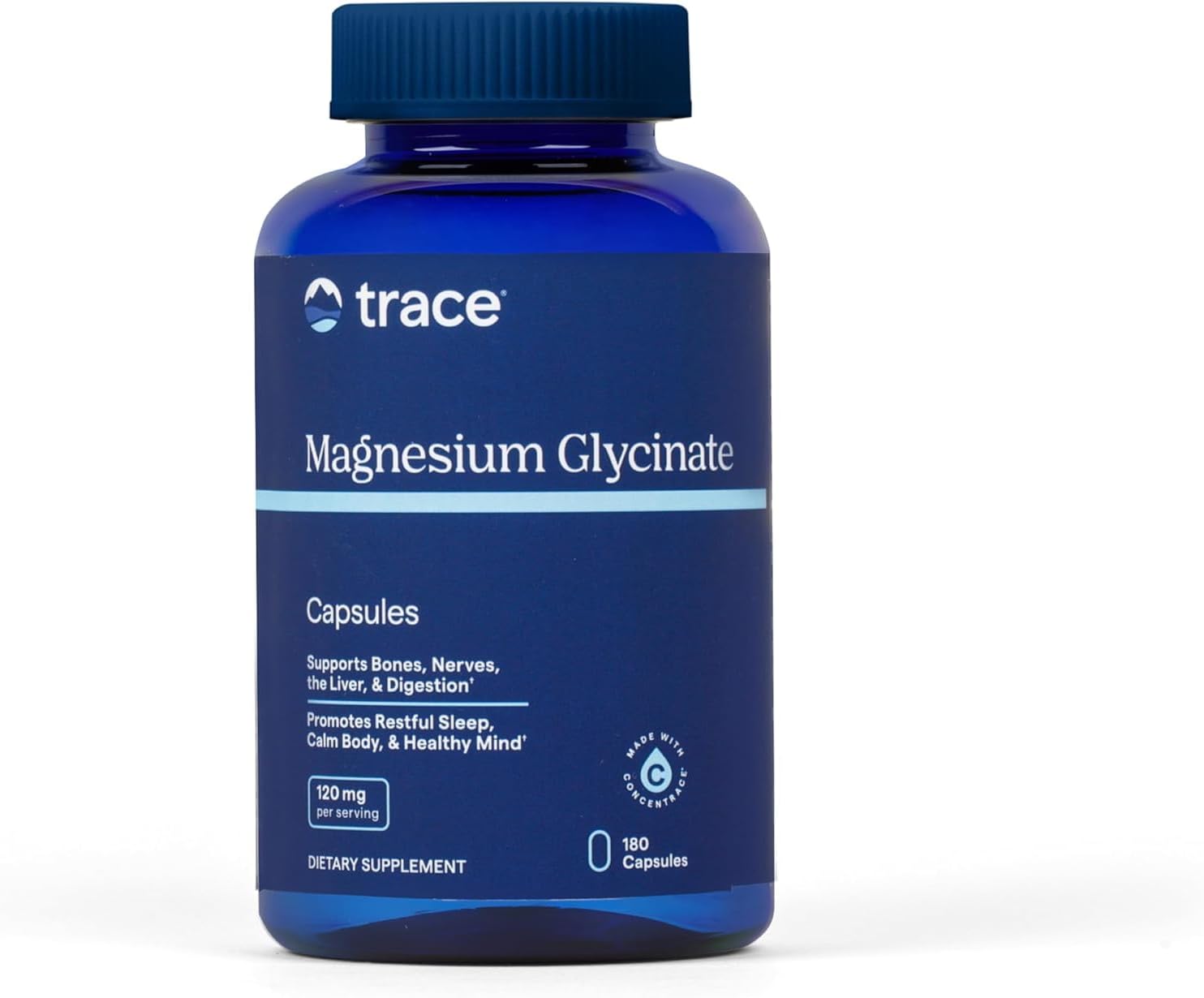 Trace Minerals Magnesium Glycinate Capsules, 120 mg, 180 Count