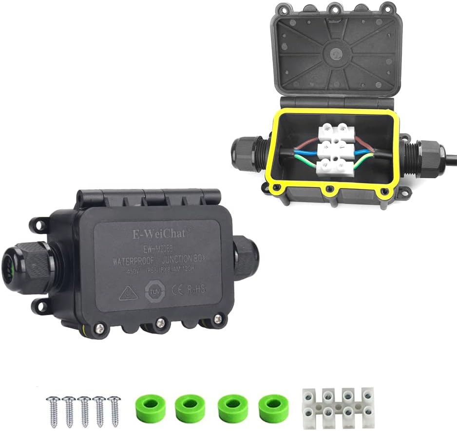 Junction Box Outdoor Waterproof IP68, 2Way M20, Electrical Boxes Extension Cord Repair kit Coaxial Underground Cable Connector 2PCS