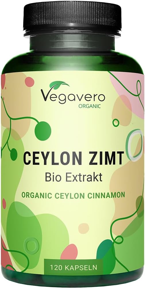 Vegavero Organic Ceylon Cinnamon | High Strength 2500 mg Per Serving | NO Additives | Extract (5:1) from Madagascar | Lab-Tested, Non-GMO | 120 Capsules | Vegan