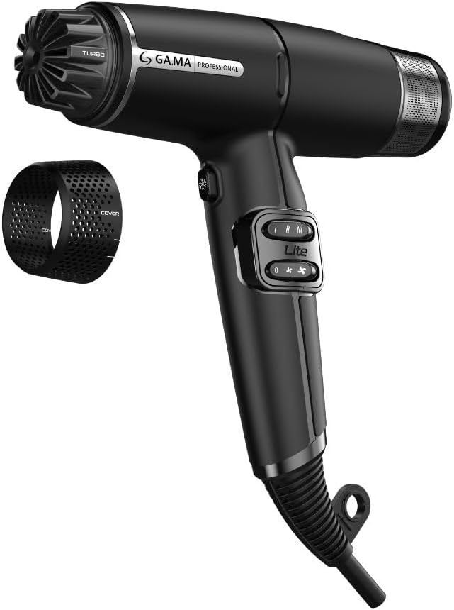 GA.MA iQ LITE Perfetto Hair Dryer with 110,000 RPM Intelligent Brushless Motor, Dual Filter, Oxy-Active Technology, Black