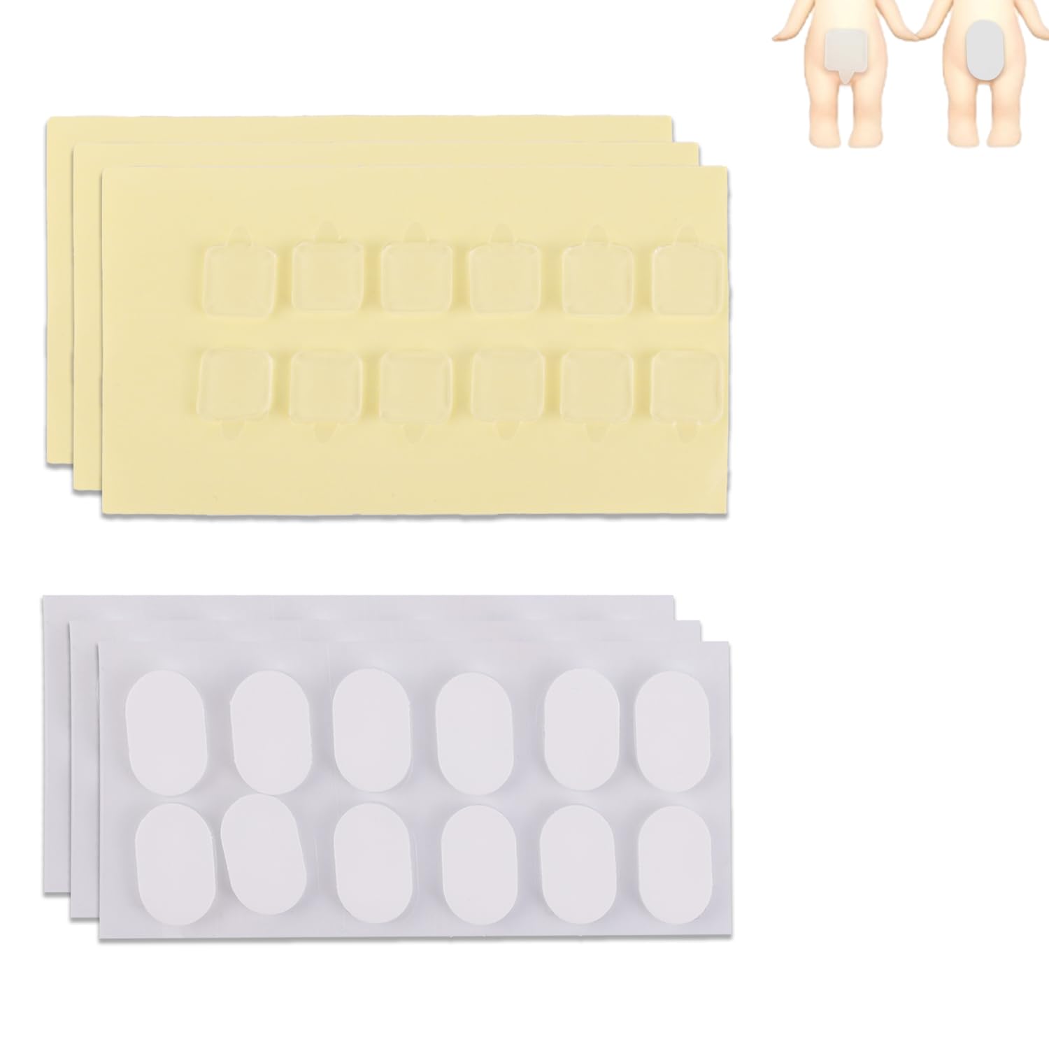 72pcs Adhesive Tape for Sonny Angel Hipper, Double-Sided Glue Sticky Putty Secure Clear Sticker Pads for Mini Figures DIY Decor Removable & No-Residue