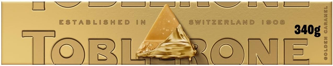 TOBLERONE Golden Milk Chocolate, Honey and Almond Nougat Large Gift Bar, Made with Swiss Milk, 340 g (Pack of 1)