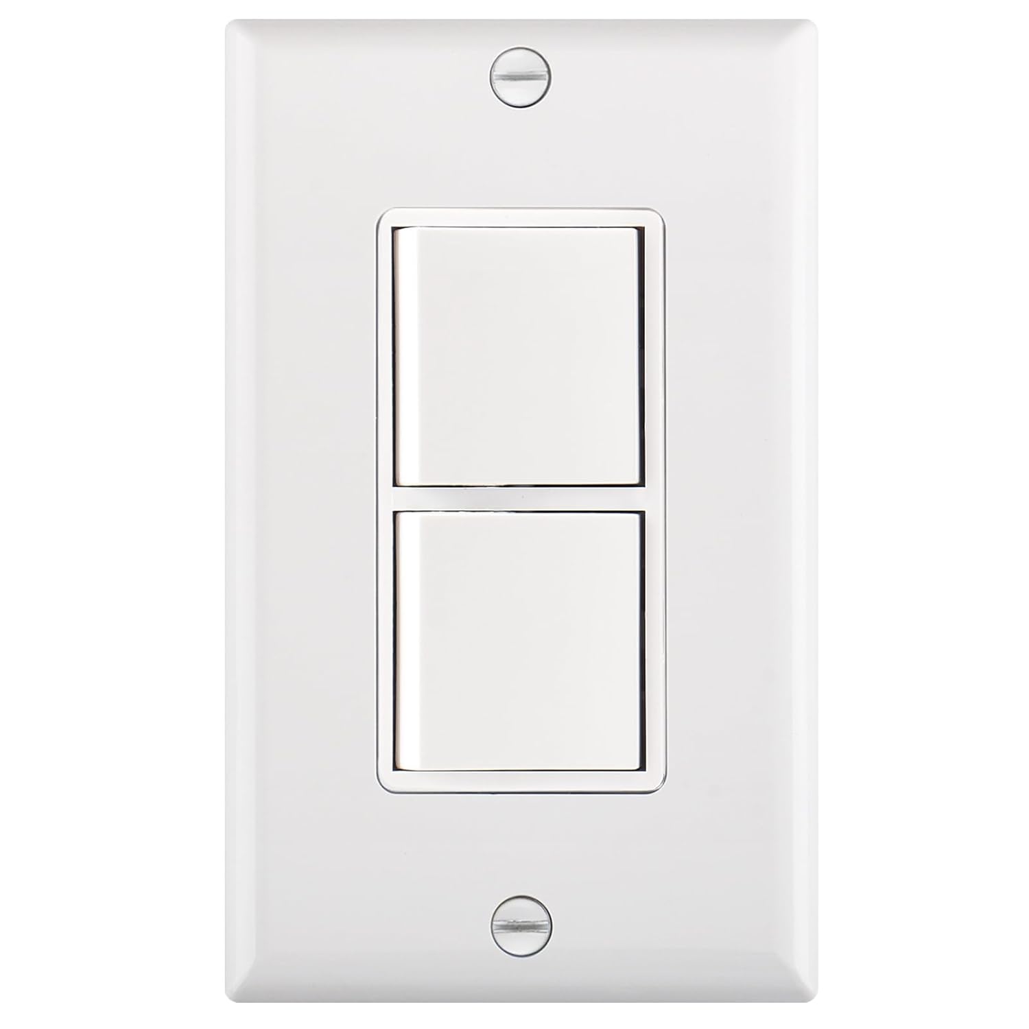 Duplex Rocker Combination Decorator Switch,120VAC 15Amp,Ground Terminal,Residential/Commercial Grade,2 Individual Switches,UL Listed,Wall Plate is Included,Pack of 1