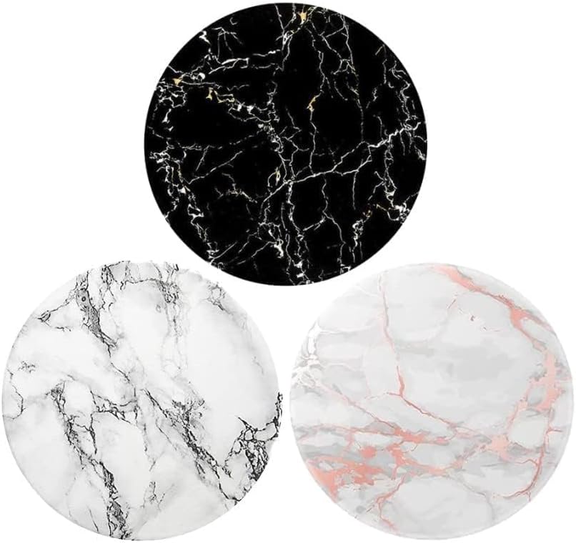 Collapsible Phone Bracket 360°Rotary Gripsfor Phones & Tablets(3 Pack) - Black and White and Pink Marble