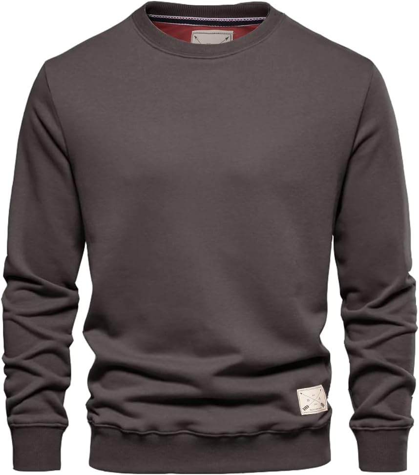 Mens Jumper Premium Branded Crew Neck Cotton Sweater Pullover Sweatshirt Jumpers for Men UK Black Navy Charcoal S M L XL 2XL