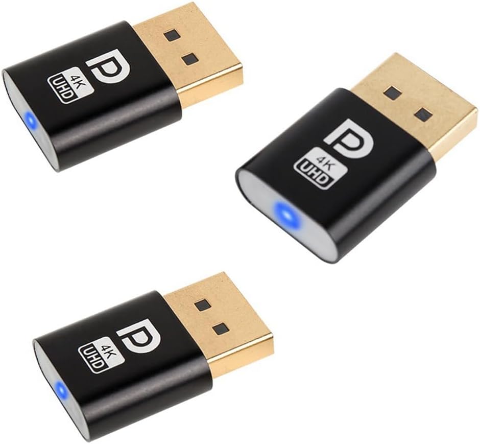 Diheohg Virtual Display Adapter DP DisplayPort 4K Dummy DP EDID Headless Ghost Emulator Accessories for PC 3 Pieces