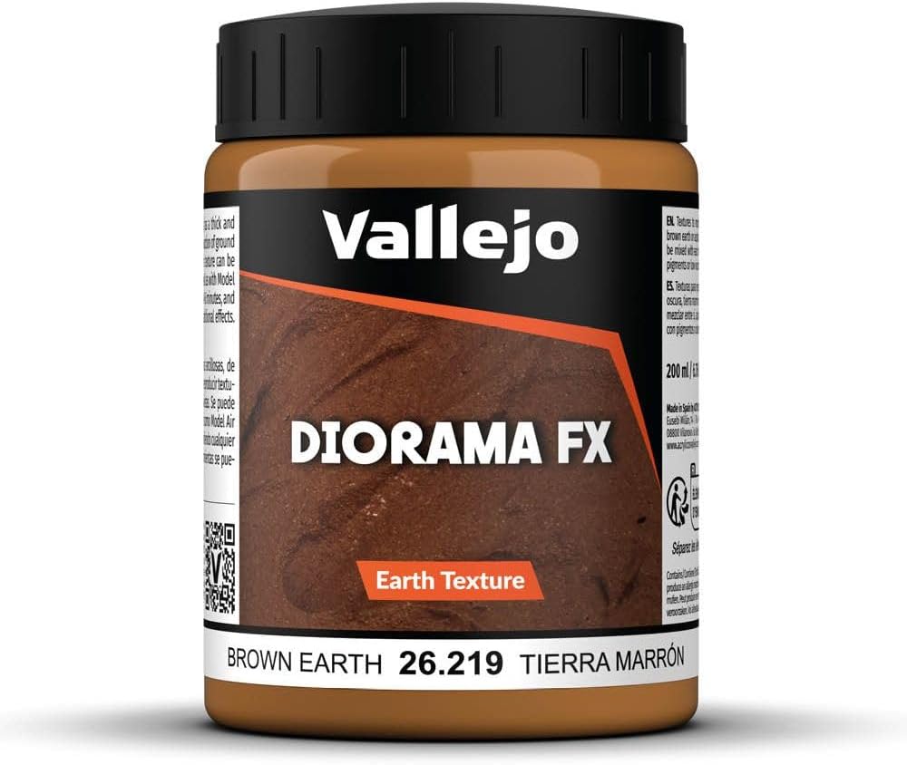 Vallejo - Diorama FX Earth Textures | Brown Earth 200 ml (6.76 fl.oz.) | Premium Acrylic Color for Modelers & Miniature Enthusiasts