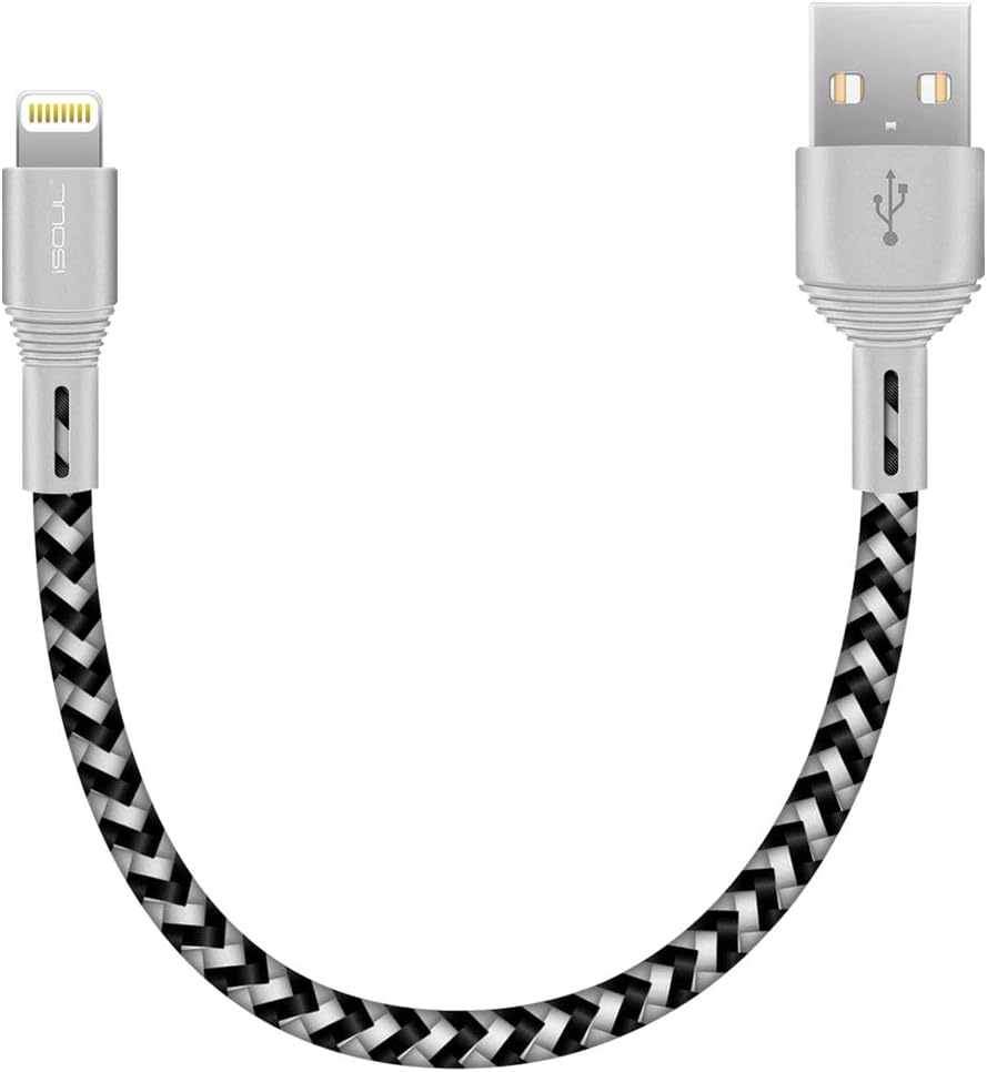 Lightning iPhone Charger Cable, iSOUL 15CM Short Braided USB Cord for iPhone 13/12/11/Pro/XS/Max/XR/X/10/8/7/6s Plus, iPad Air/Pro/Mini, iPod [Ultra Fast Sync & Charging]