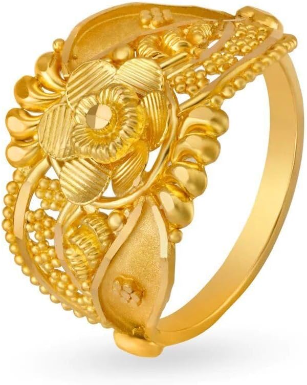 Real 22K/18K Fine Yellow Gold Certified Womens Statement Ring