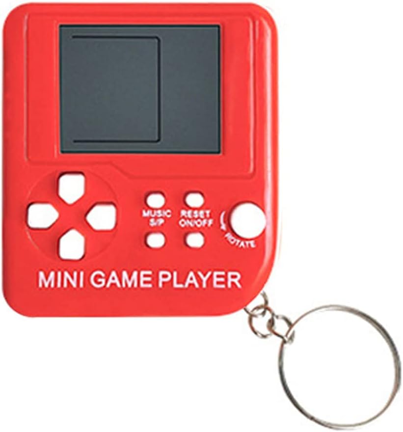 Mini Classic Games Player Keyring Retro Games Console Games with 26 Games Handheld Game Console Portable Mini Retro Game Player Decompression Toys for Video Game Fans (Red)