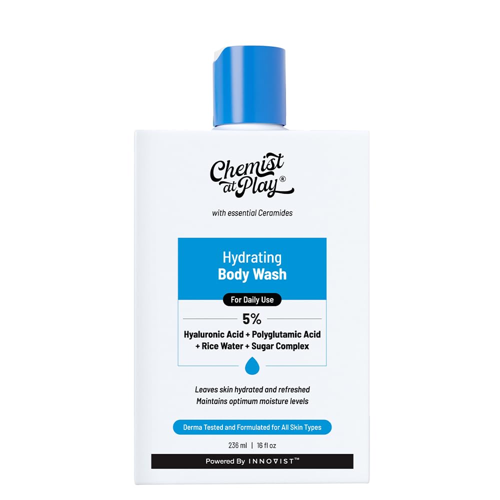 Hydrating Body Wash | With 5% Hyaluronic Acid Bodywash for Intense Hydration | Reduces Flakes & Itchiness | For Dry Skin | Polyglutamic Acid & Hyaluronic Acid | For Women & Men | 236ml