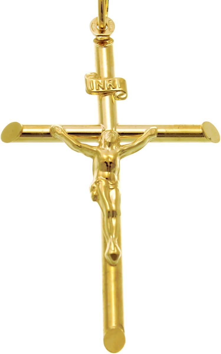 Alexander Castle Large Solid 9ct Gold Crucifix Necklace Pendant for Women & Men - Cross Charm with Jewellery Gift Box - PENDANT ONLY - 48mm x 32mm