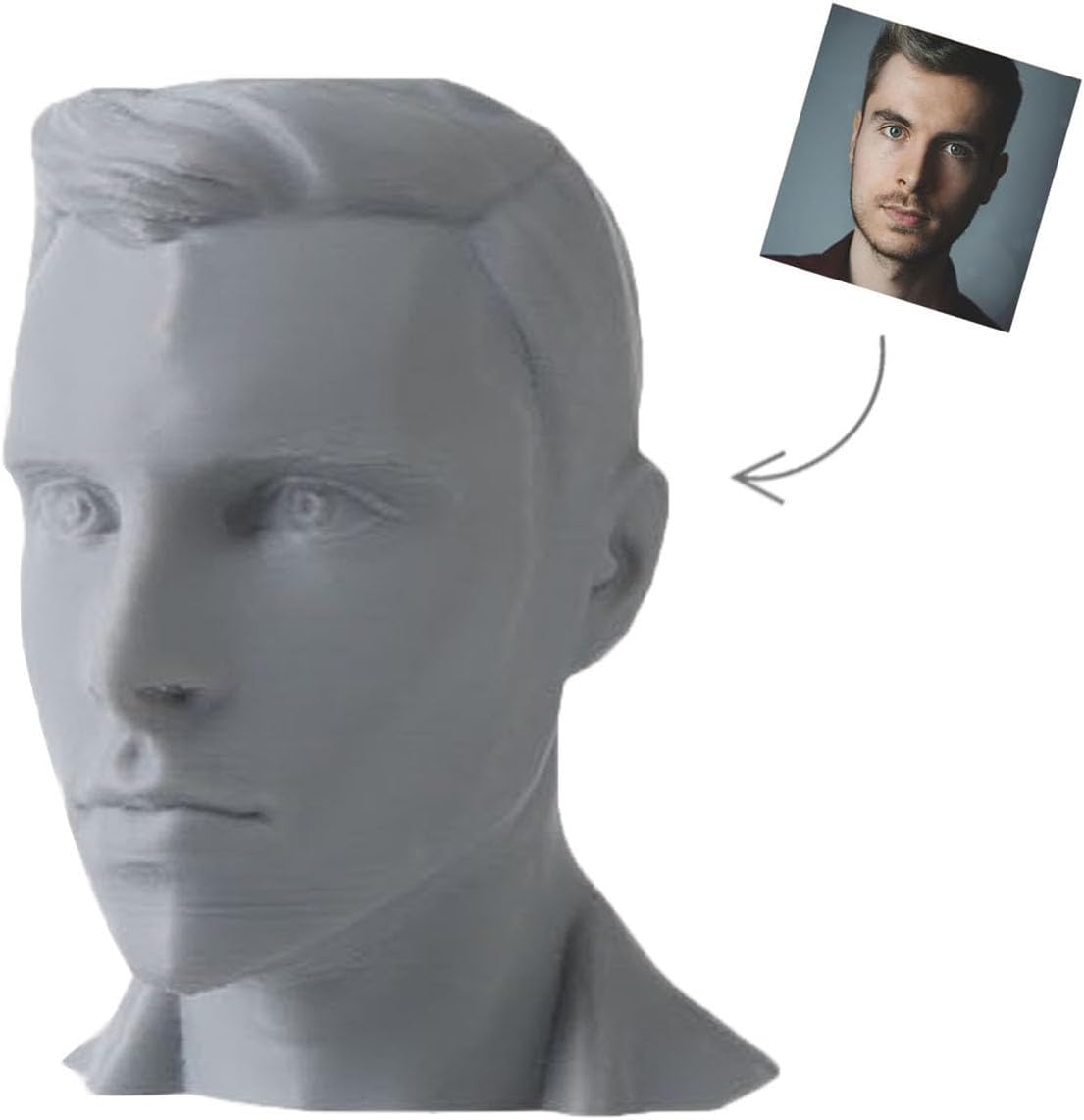 Custom Statue, Personalized Photo 3D Printed Sculpture 5.91 Inches, Realistic Head and Bust Memorial Figurine, Suitable for Couples Women and Men Customized Gifts (Custom 3D Printed Statue)