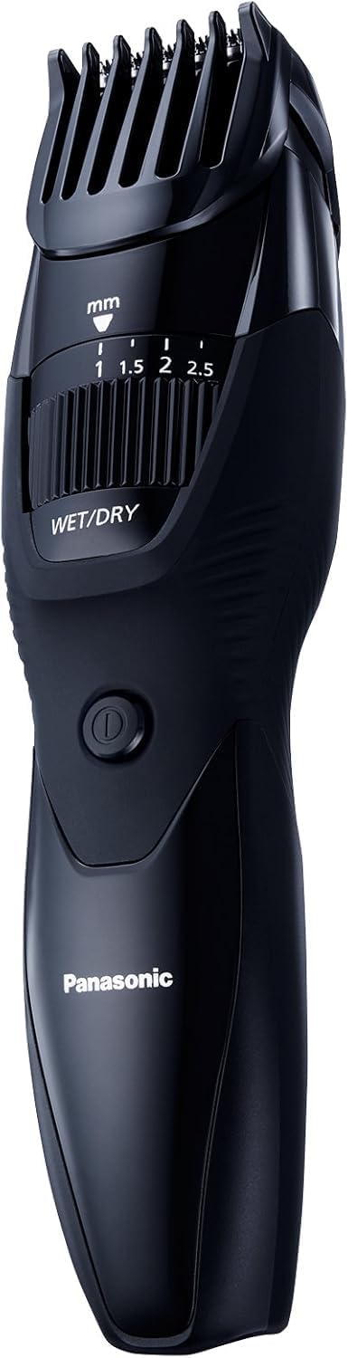 Panasonic ER-GB42 Wet & Dry Electric Beard Trimmer for Men with 20 Cutting Lengths, Standard UK 3 pin Plug, Black, 50 min Usage