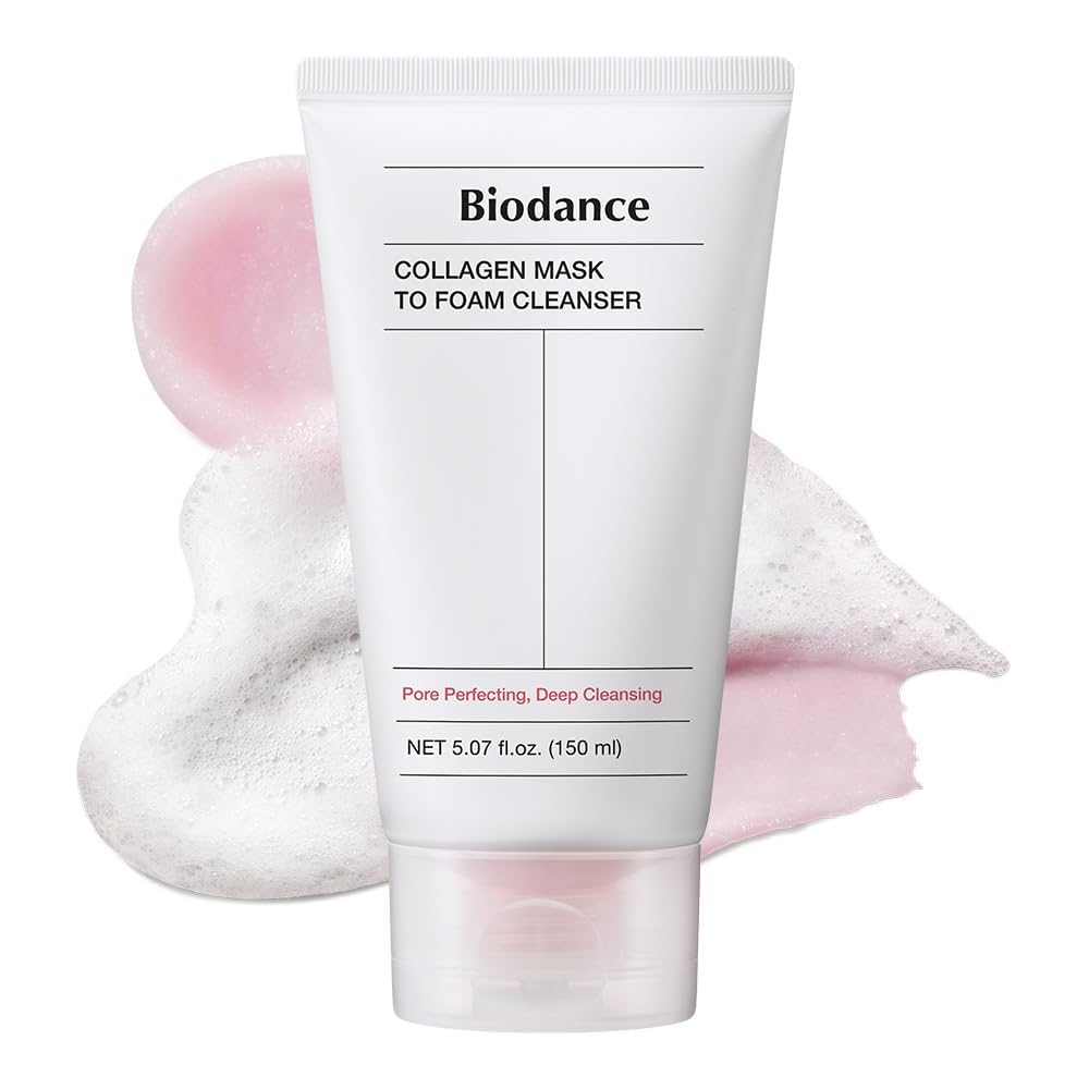 BIODANCE Collagen Mask To Foam Cleanser, 2-in-1 Pore Care and Hydrating Foaming Facial Cleanser for Sensitive Skin, Gentle Face Wash, Korean Skin Careㅣ5.07 fl. oz. (150 ml)