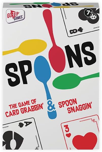 Spoons Games, Card Games for Kids - Spoons Game, Deck of Cards, Fun Family Games for Kids and Adults, Playing Cards, Game Night, Travel Games, 3-5 Multi-Player Card Game, Games for Adults, Ages 7+