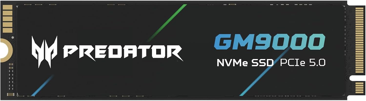 Acer Predator GM9000 4TB SSD, PCIe Gen5x4 NVMe M.2 SSD, Up to 14,000MB/s, SLC + DRAM Cache, PCIe 5.0 Internal Solid State Drive, Compatible with Desktops Laptop PC AI Work