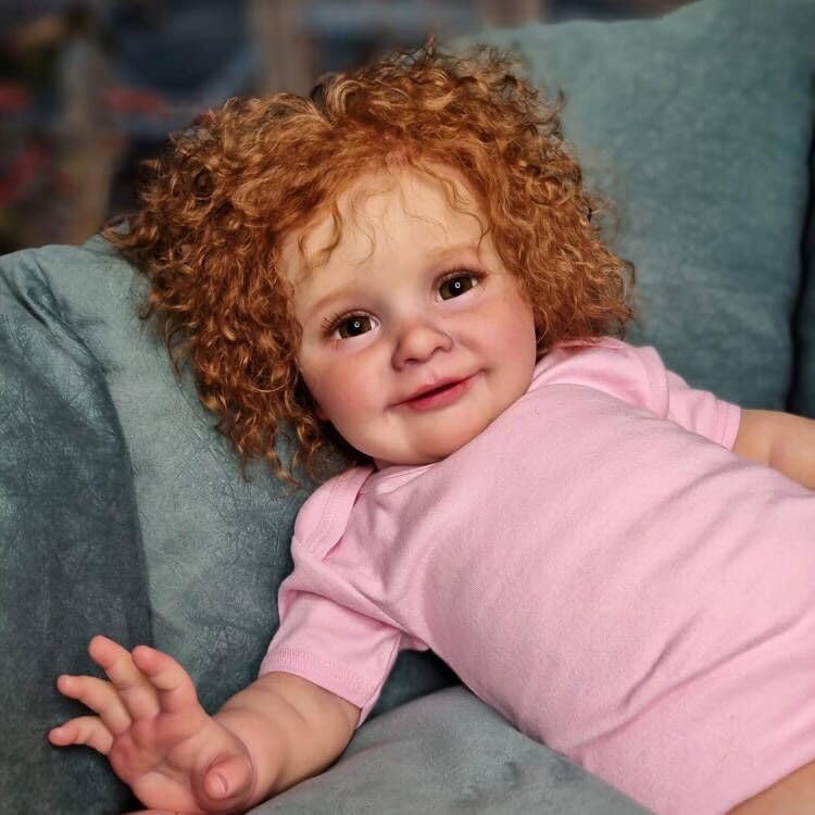 iCradle Reborn Dolls 24 Inch 61cm Reborn Baby Dolls Girls Wine Red Hair Lifelike Silicone Newborn Doll Real Life Reborn Toddler Girl Realistic Handmade Toy Gift Set for Kids Birthday Xmas