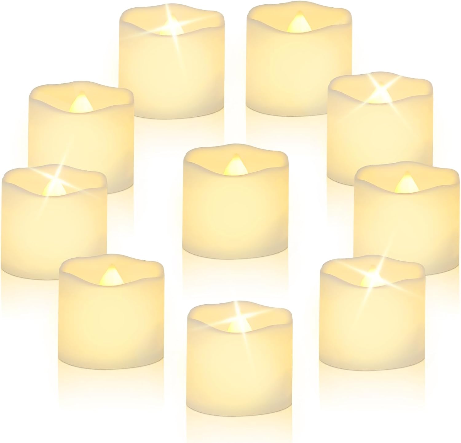 CNMTCCO LED Candle Lights, 24Pcs Realistic Bright Flickering Tea Light, Battery Operated Flameless LED Candles, Electric Fake Candle in Warm White and Wave Open (Classic Candles)