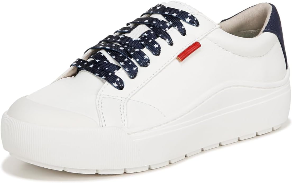 Dr. Scholl's Shoes Womens Time Off Sneaker White/Blue/Red 9 M