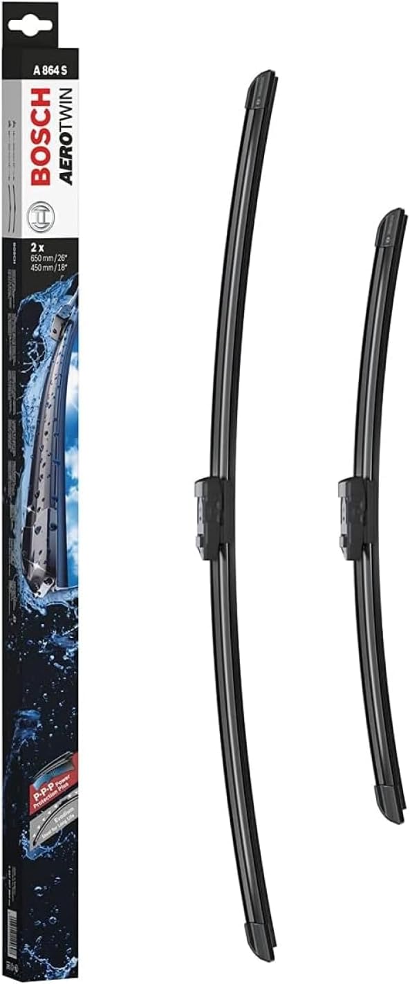 Bosch Aerotwin A864S - Front Windscreen Wipers - Set of 2 Replacement Blades - Comes with Pre-assembled Adapter - 2 Blades, 650 mm / 450 mm - Only for Right-Hand Drive (UK)