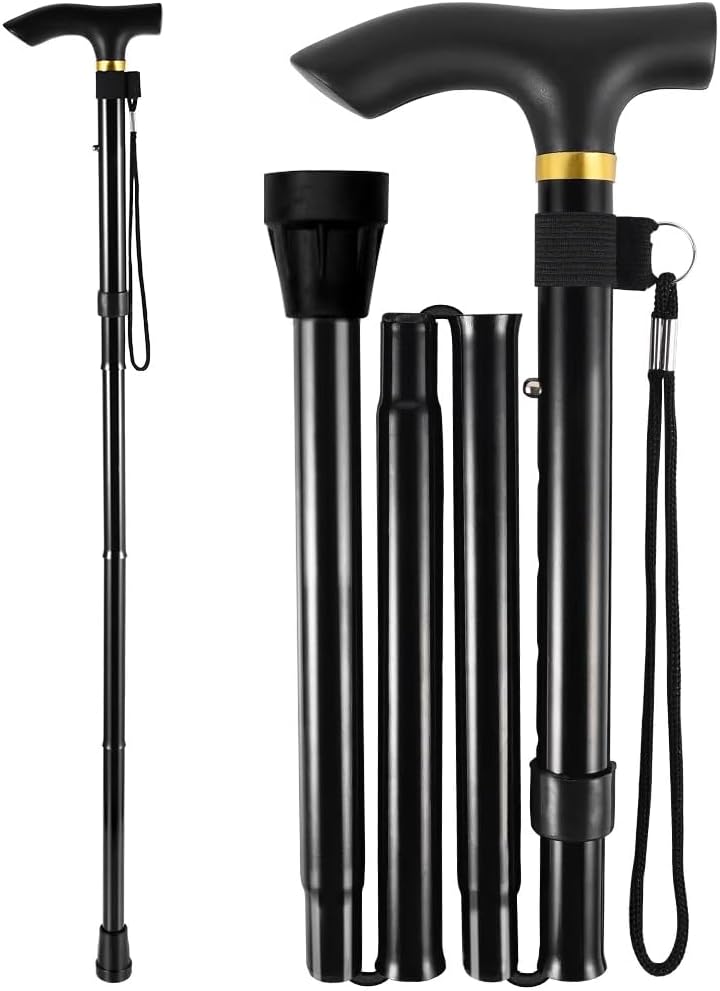 Walking Stick - Folding Walking Sticks for Women & Men, Lightweight Collapsible Walking Stick, Ideal for Arthritis, Heavy Duty, Adjustable Foldable Walking Sticks for Ladies & Travel Use