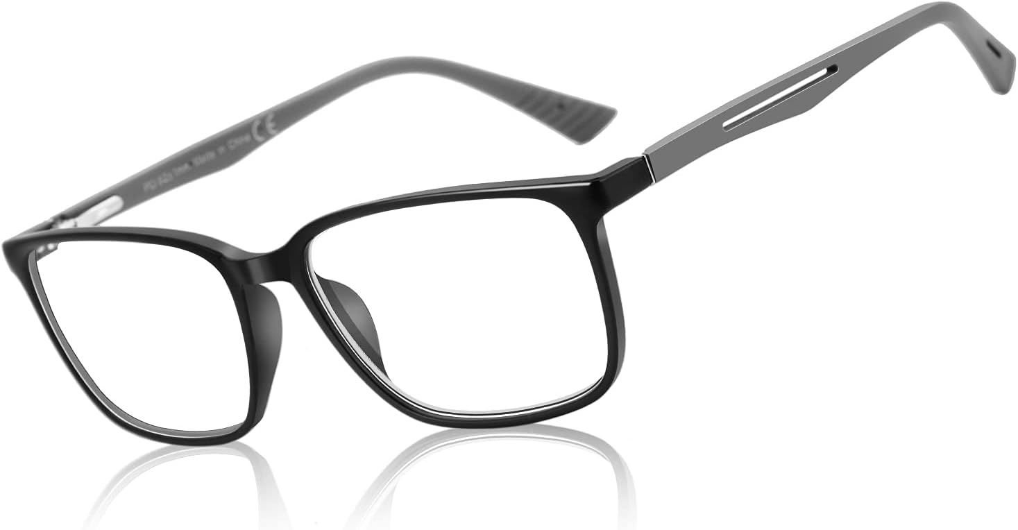 BLUEMOKY Blue Light Reading Glasses for Men，Sport Square Frame Readers, Anti Glare Computer Glasses