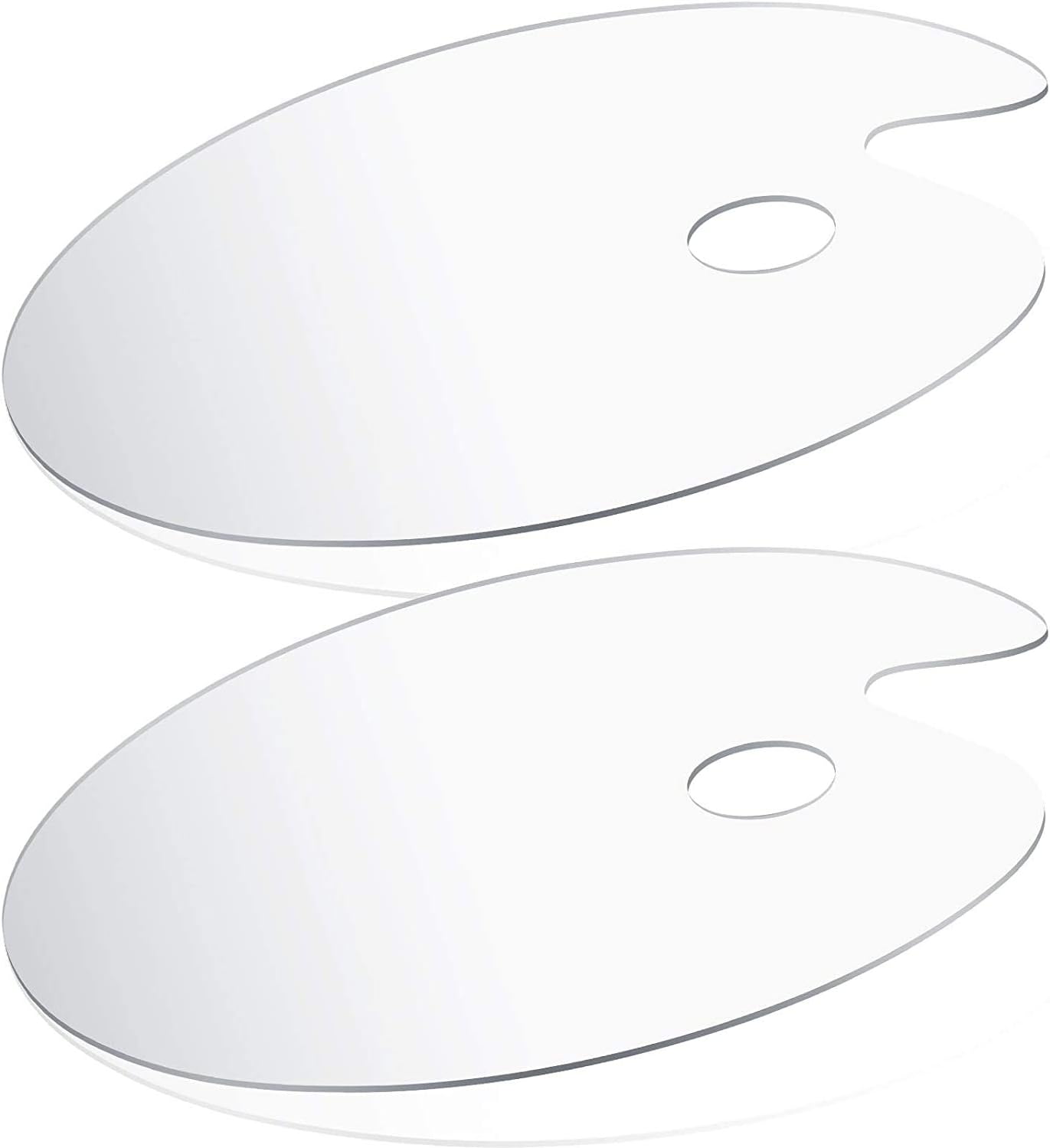 2 Pieces Clear Acrylic Paint Palette Mixing Oval Shaped Non-Stick Oil Paint Palette Thumb Hole Artist Painting Palettes for DIY Art Craft Painting