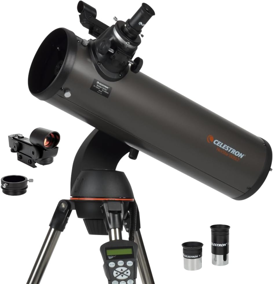 Celestron - NexStar 130SLT Computerized Telescope - Compact and Portable - Newtonian Reflector Optical Design - SkyAlign Technology - Computerized Hand Control - 130mm Aperture Grey