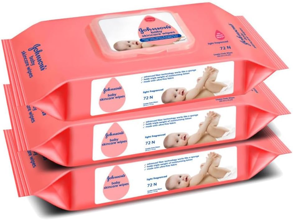 Johnson's Baby Wet Wipes | 216 Wipes | Alcohol & Soap Free | Prevents Rashes & Redness | with 3X Moisturising Lotion | As Mild as Pure Water | Enriched with Glycerin |