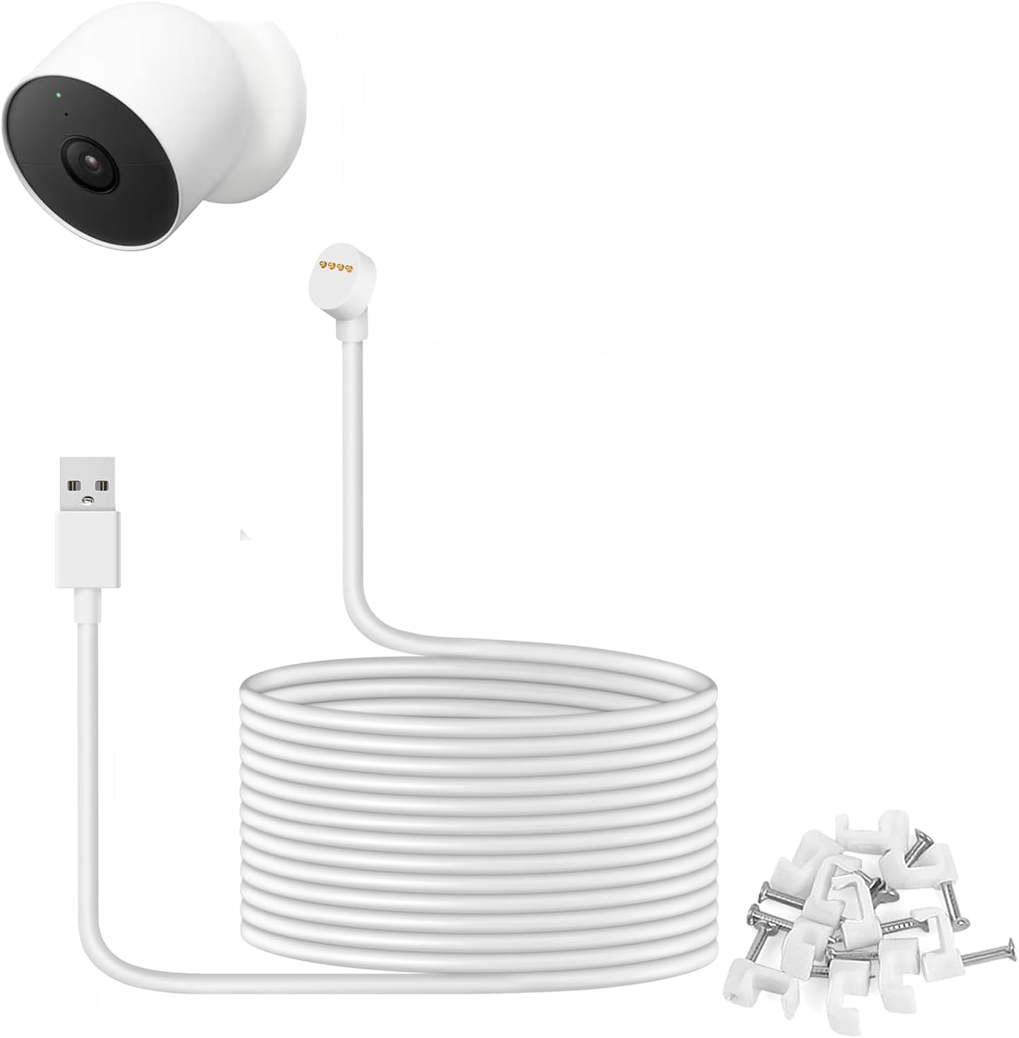 Power Cable for Google Nest Cam Outdoor or Indoor, Battery (2nd Gen) - 34ft/10.4M Weatherproof Charging Cable Providing Continuous Power Supply for Your Google Nest Camera, 1 Pack