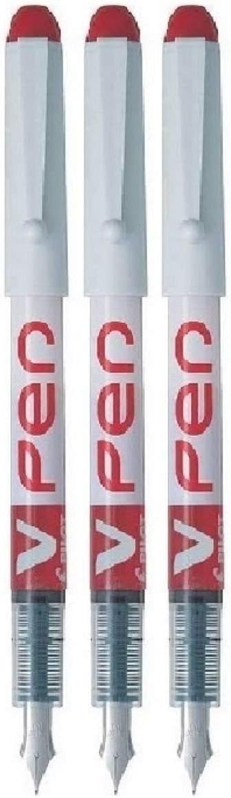 Pilot Red V Pen Fountain Pen Disposable Medium Line Liquid Ink SVPN-4W (Pack Of 3)
