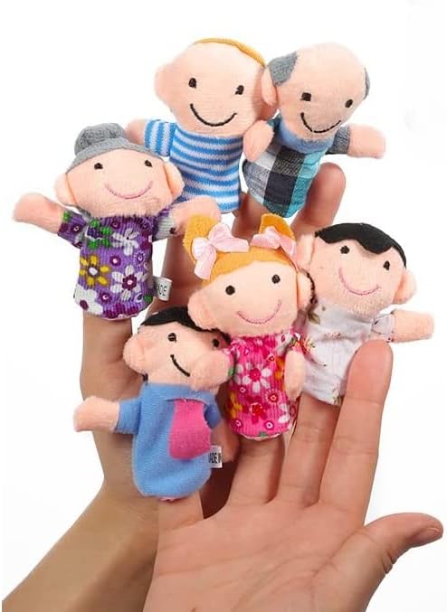 Losuya 6pcs Cartoon People Family Members Puppets Toys Cute Finger Puppets Dolls for Children, Shows, Playtime, Schools